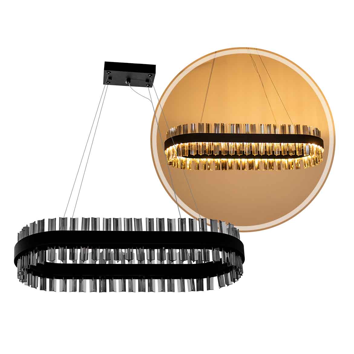 crown様 Pendente Crown Preto e Fumê LED 34W 2700K ZR073-SKY-RT STARLUX ST2976