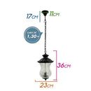 Pendente Colonial Preto Metal Vidro Canelado PD8173-2WL-BK St1754
