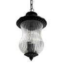 Pendente Colonial Preto Metal Vidro Canelado PD8173-2WL-BK St1754