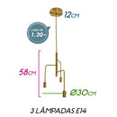 Pendente Analu Metal Bronze P/ 3 Lampadas E14 ZR023-BZ St1738-Starlux-Starlumen