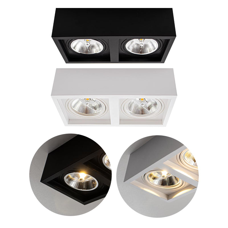 Plafon Spot de Sobrepor Box Duplo p/ 2XGU10 AR111 Starlumen ST2950