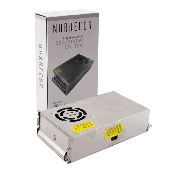 Fonte de Alimentação Chaveada 12V 300W 25A Bivolt 7027 Nordecor ST3126