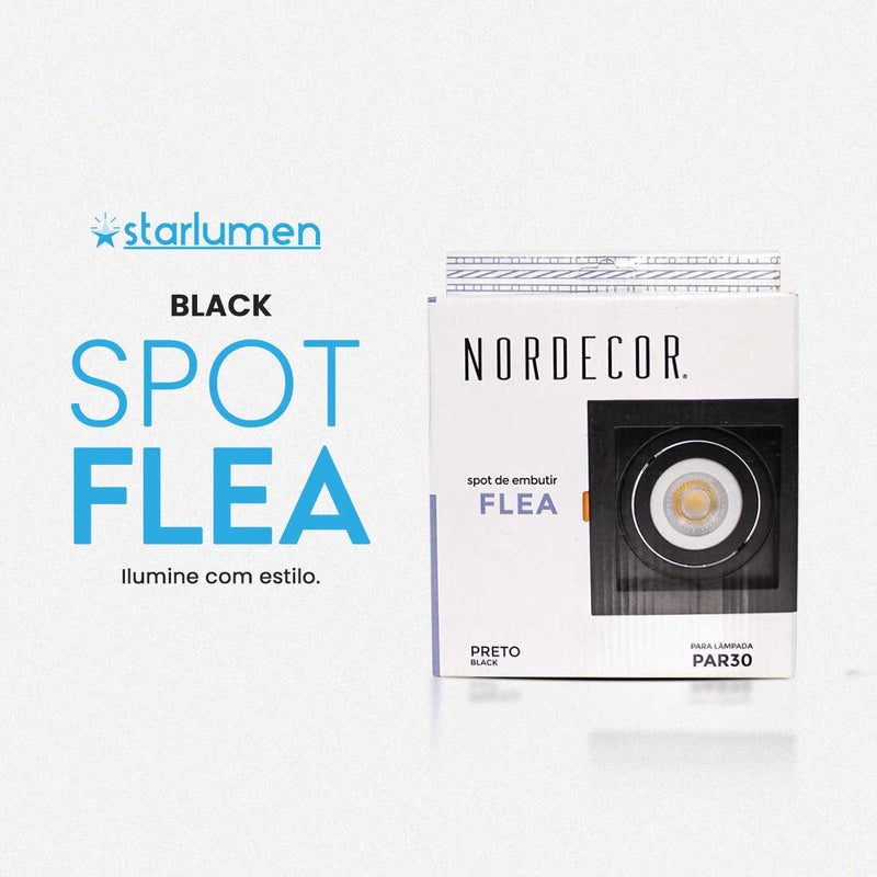 Spot de Embutir FLEA Quadrado Preto P/ PAR30 E27 6194 Nordecor ST3104