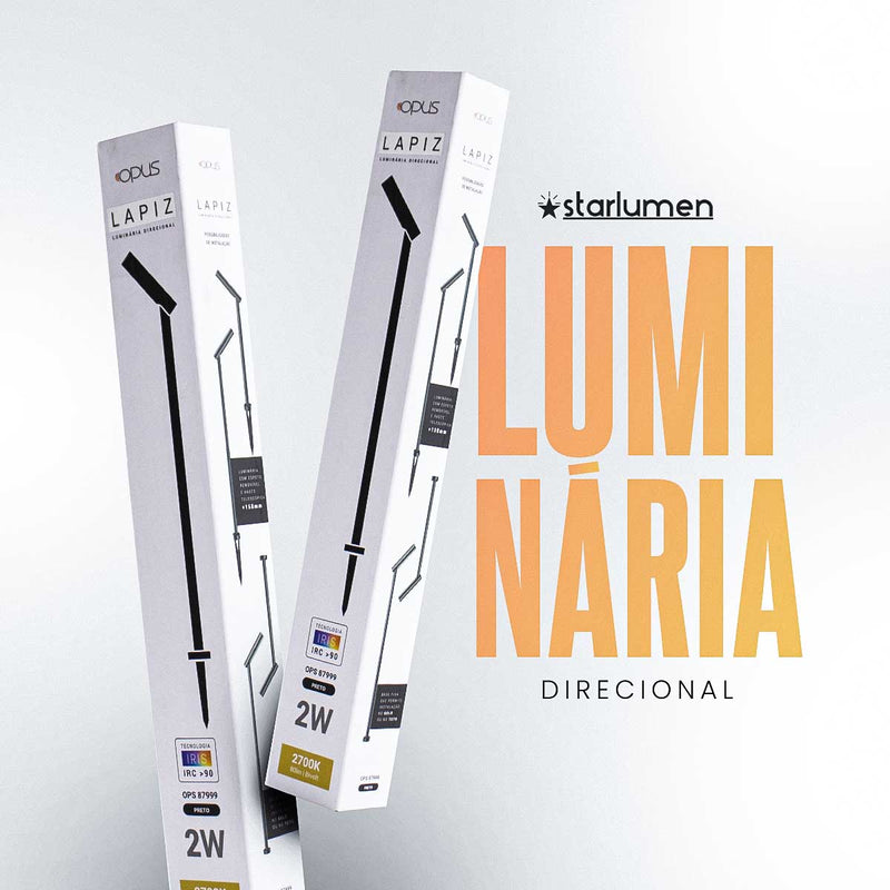 Luminária Espeto LED Lapiz Solo/Teto Externo 2W 2700k 24° IRC90 Opus ST2935