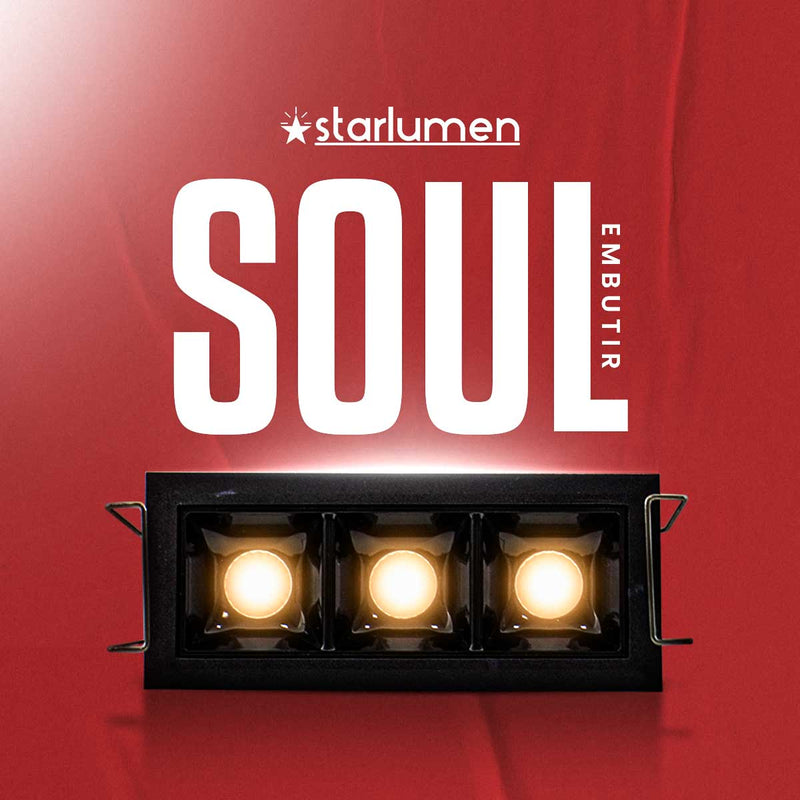 Spot Soul Embutir 3 Focos 30° 6W Luz Quente 2700k PRO 87784 Opus ST3050