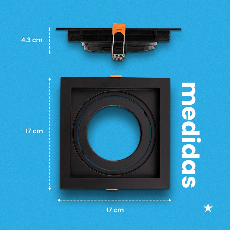Spot de Embutir FLEA Quadrado Preto P/ PAR30 E27 6194 Nordecor ST3104