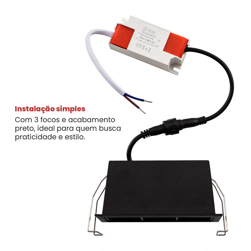 Spot Soul Embutir 3 Focos 30° 6W Luz Quente 2700k PRO 87784 Opus ST3050