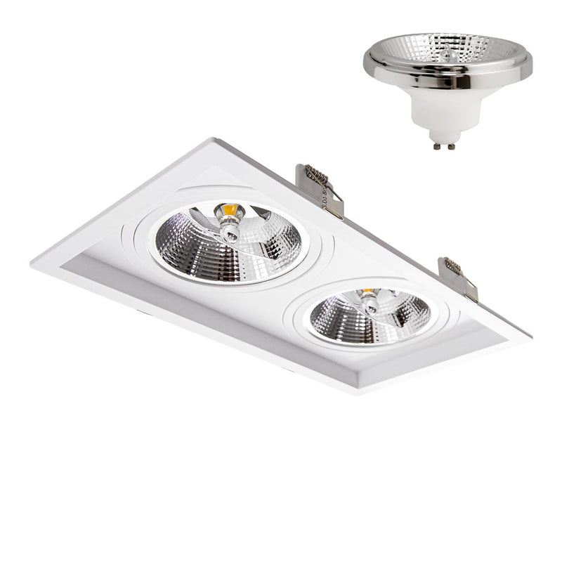 Spot Duplo de Embutir Recuado p/ 2x GU10 AR111 Pix ST3167