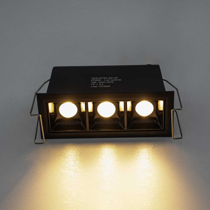Spot Soul Embutir 3 Focos 30° 6W Luz Quente 2700k PRO 87784 Opus ST3050