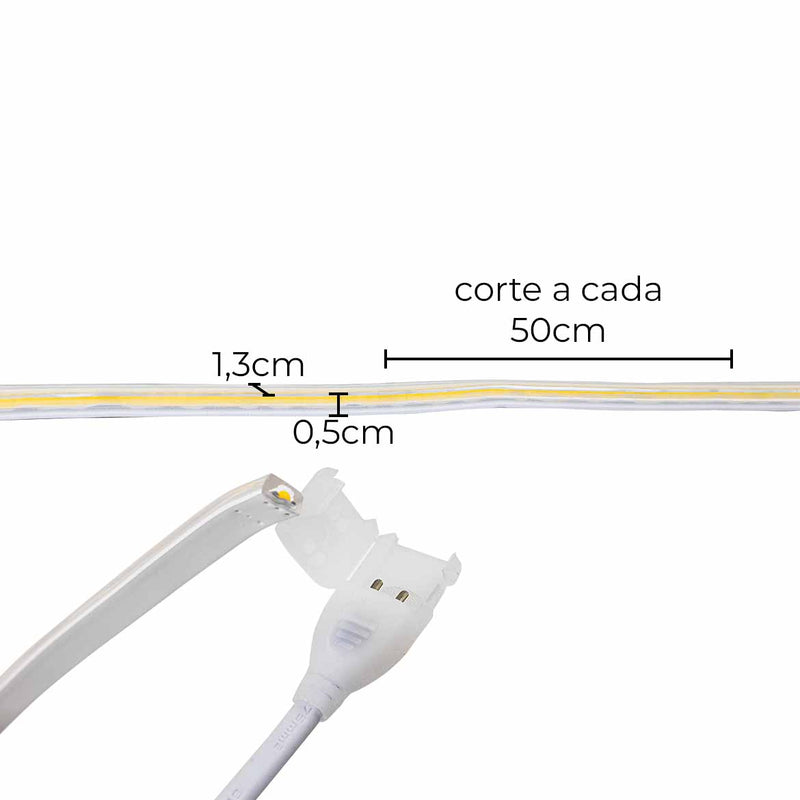 1 M de Fita LED COB 110V Luz Neutra 10W 800lm P/ Área Externa + Plug Gaya ST3077-Gaya-Starlumen