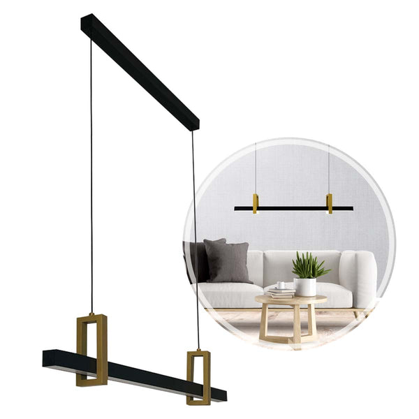 Pendente LED Olympic Preto e Dourado 25,5W Luz Quente 15019PRDR3K Enerlux ST3098