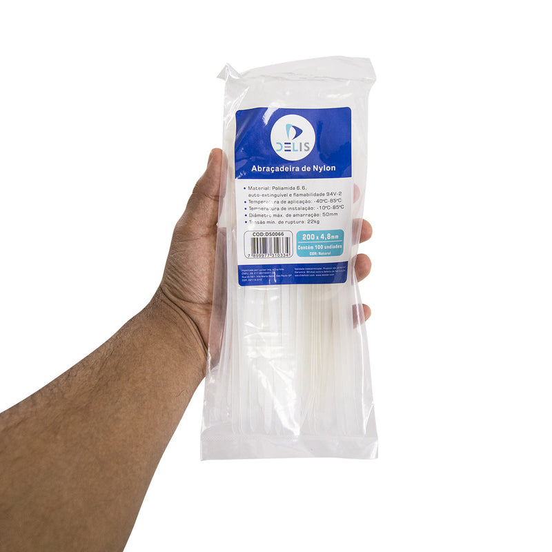 Fita hellerman Abraçadeira Enforca Gato de Nylon 200x4,8mm 22Kg DS0066 - 100 peças
