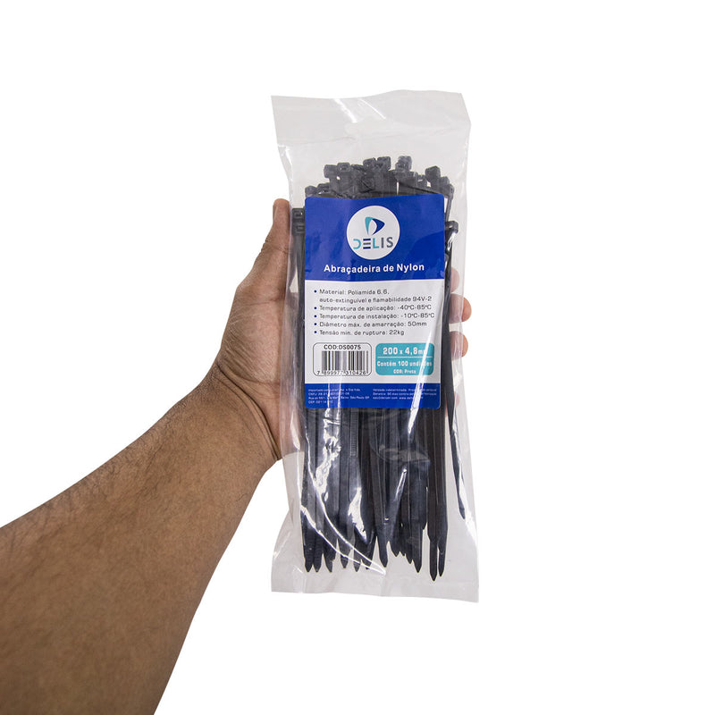 Fita hellerman Abraçadeira Enforca Gato de Nylon 200x4,8mm 22Kg DS0075 - 100 peças