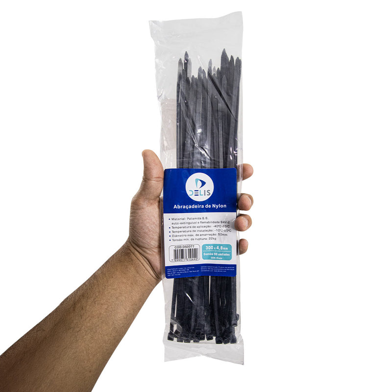 Fita hellerman Abraçadeira Enforca Gato de Nylon 300x4,8mm 22Kg DS0077 - 100 peças