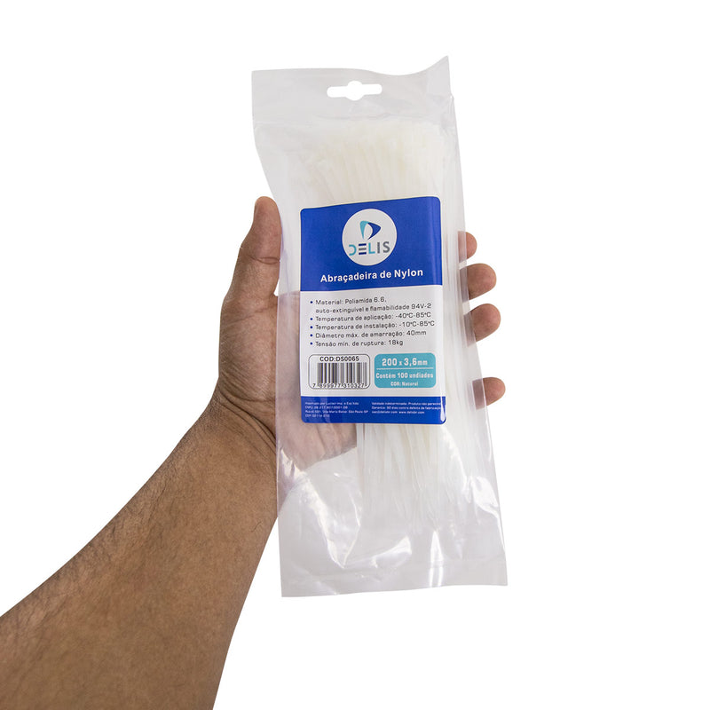 Fita hellerman Abraçadeira Enforca Gato de Nylon 200x3,6mm 18Kg DS0065 - 100 peças