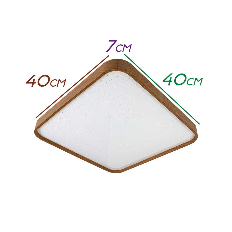 Plafon em Metal e Acrílico Amadeirado Timber 40cm LED 24W ST1936