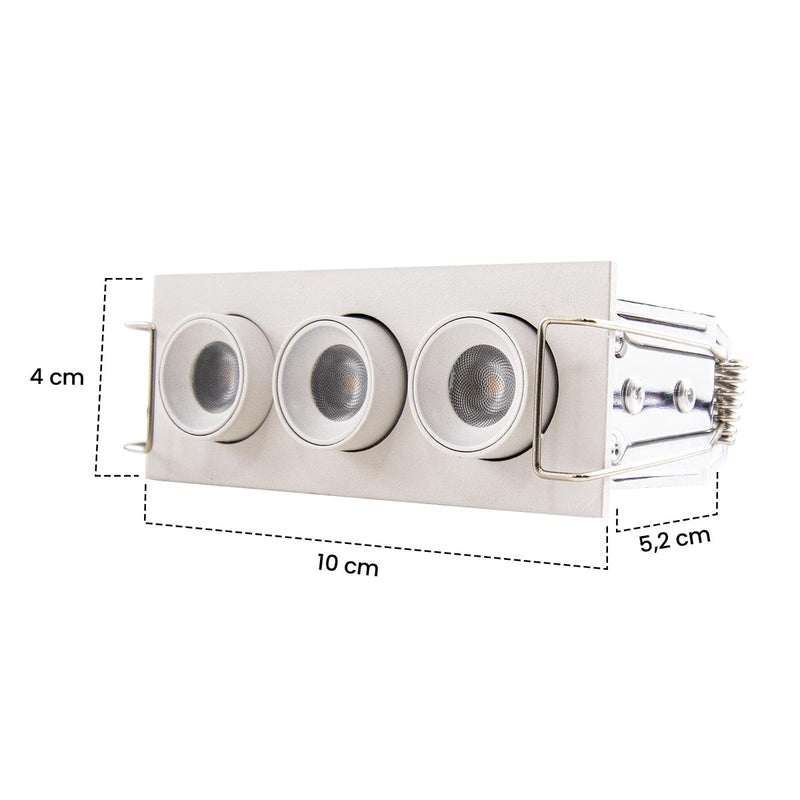 Spot LED Embutir Kawi Retrátil Triplo 6W 3000K IP20 IRC90 Nordecor ST3225