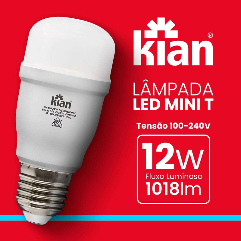 Lâmpada LED Mini T 12W Compacta 6500k Omnidirecional 360° Kian ST9006-Kian-Starlumen
