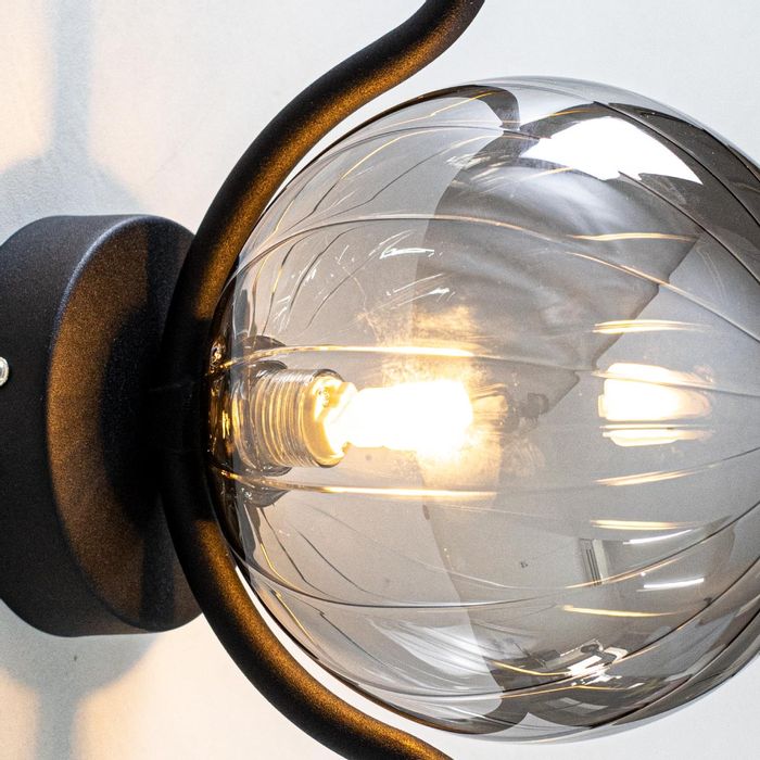 Arandela Malu Preto Fosco e Smoky ZR129-SKY Globo Vidro Starlux para G9 ST2597