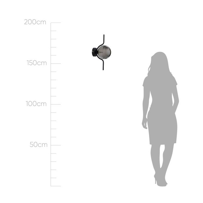 Arandela Malu Preto Fosco e Smoky ZR129-SKY Globo Vidro Starlux para G9 ST2597