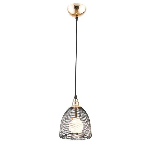 Pendente Copper Preto e Dourado (d)17.5cm (a)23.5cm  1xe27 40w - XN002G - Bella Iluminação