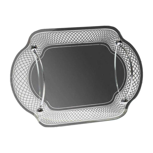 Bandeja De Vidro Espelhada Com Alça 25x35 Decorativa KV0066 St1642