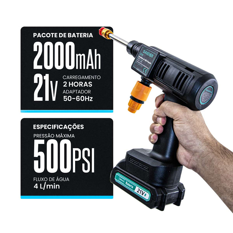 Lavadora Lavajato de Alta Pressão Portatil s/ Fio 500PSI SAIDER SA0005