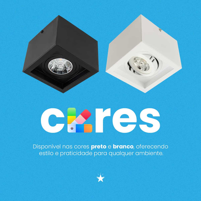 Plafon Spot Sobrepor Box em Alumínio P/ AR70 Starlumen ST2761
