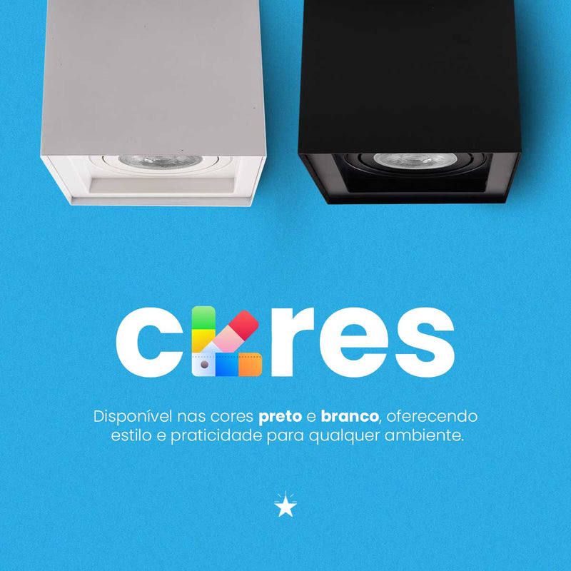 Plafon Spot Sobrepor Teto Box Preto P/ PAR20 Starlumen ST2755