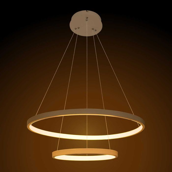 Lustre Pendente Anel LED 40W 2 Arcos 50cm QPD1301-BR St549 - Branco