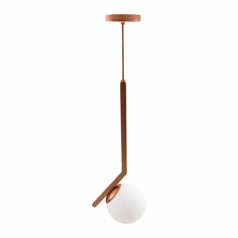 Pendente Jabuticaba Angular Globo Vidro P/ E27 Corpo Quadrado Cobre ST1592
