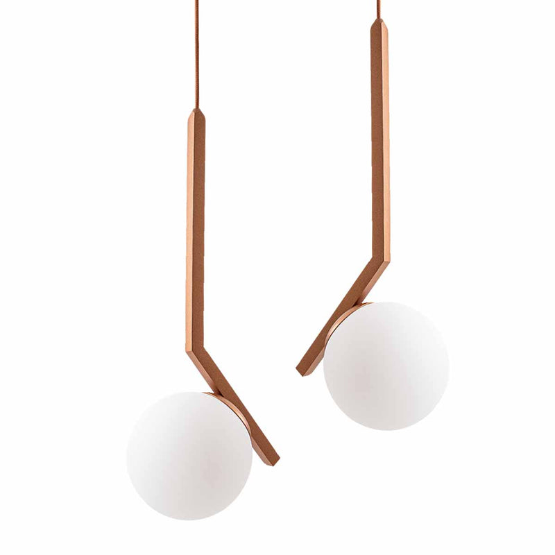 Pendente Jabuticaba Angular Globo Vidro P/ E27 Corpo Quadrado Cobre ST1592