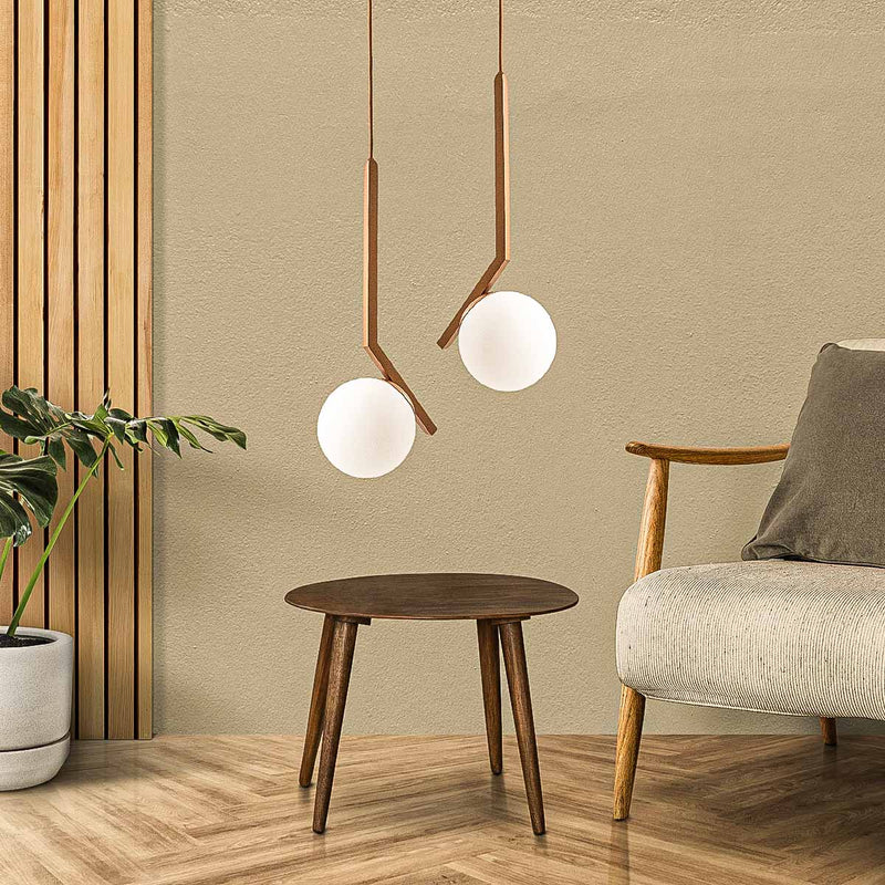Pendente Jabuticaba Angular Globo Vidro P/ E27 Corpo Quadrado Cobre ST1592