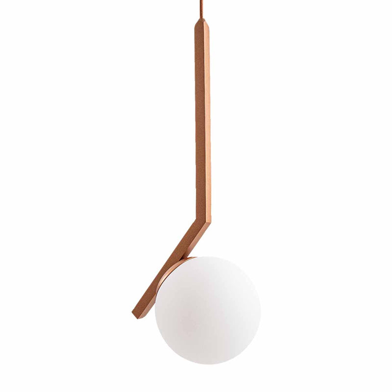 Pendente Jabuticaba Angular Globo Vidro P/ E27 Corpo Quadrado Cobre ST1592