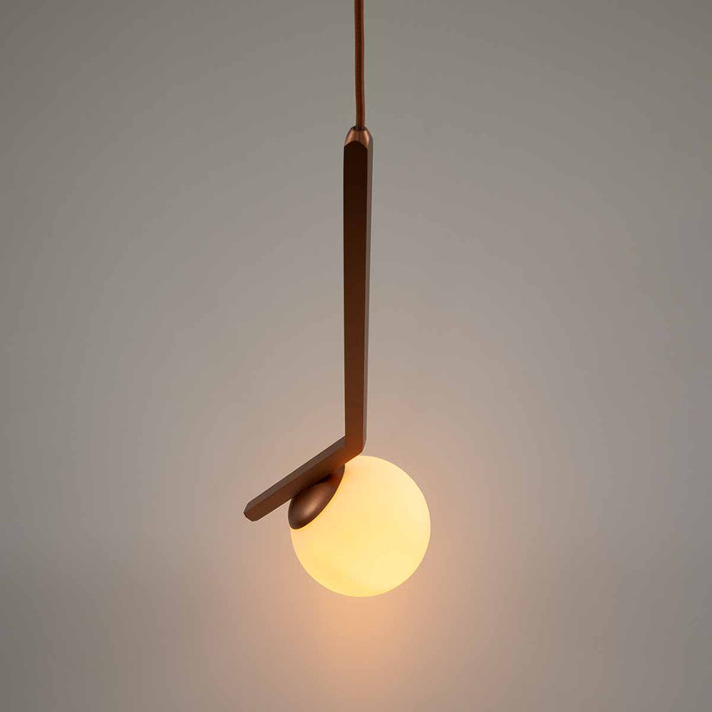Pendente Jabuticaba Angular Globo Vidro P/ E27 Corpo Quadrado Cobre ST1592