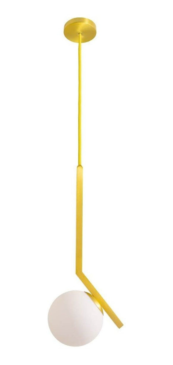Pendente Jabuticaba Angular Globo Vidro p/ E27 Corpo Quadrado Dourado ST1592