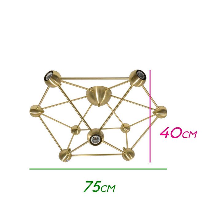Plafon Zoe Em Metal P/ 9 Lâmpadas E27 75x40cm bronze St1764