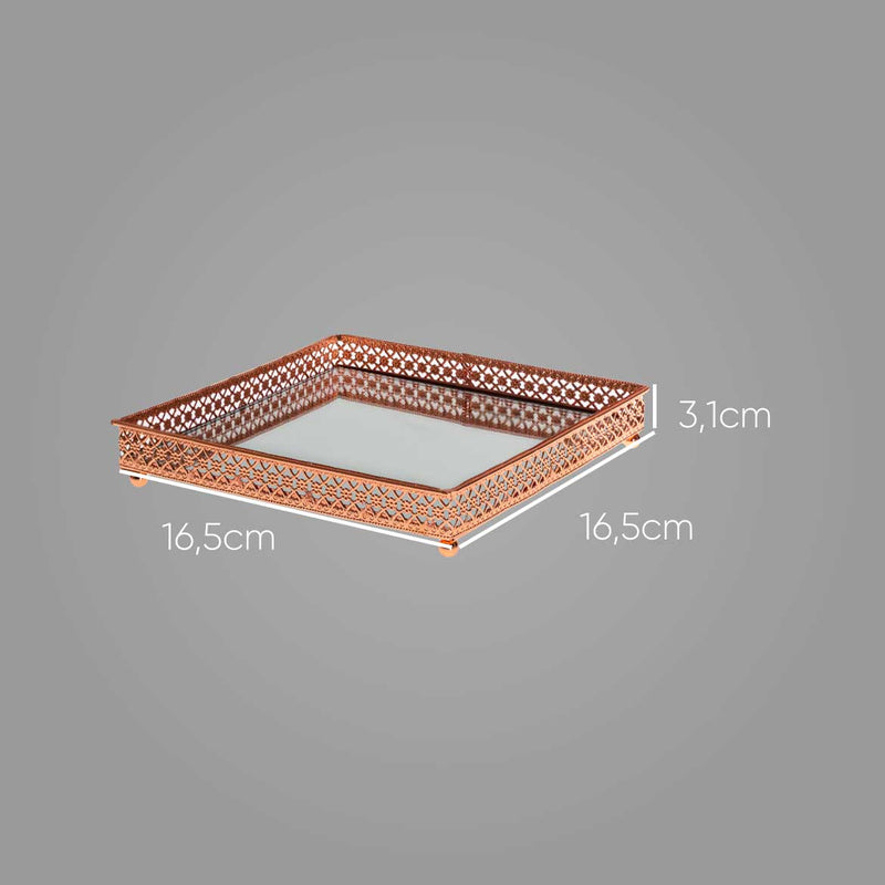 Bandeja Espelhada Quadrada 16,5x16,5cm Decoração KV0134 St1639