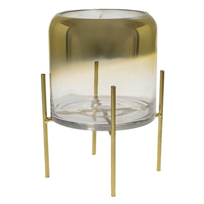 Vaso de Vidro Transparente com Degradê Dourado BH0082 ST1676