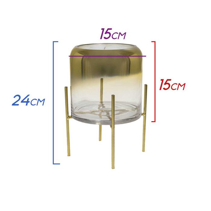 Vaso de Vidro Transparente com Degradê Dourado BH0082 ST1676