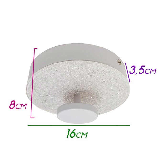 Plafon Kyara Branco LED 6W 16cm Efeito Estrelado Com Cristais HL004-R-WH ST1775