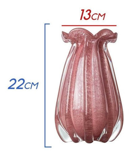 Vaso Frufru De Murano Rosa para Mesa 13x22cm DK0034 ST2247