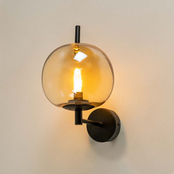 Arandela Apple Preta e Globo em Vidro Ambar AR-31098-BA Starlux St1712