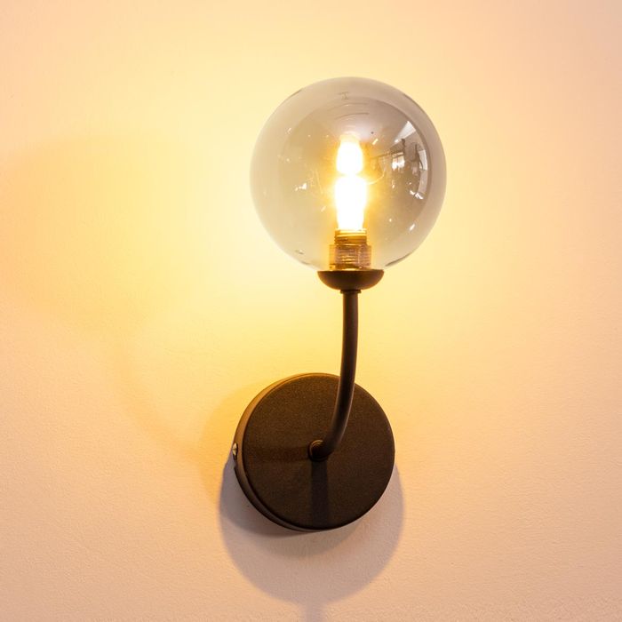 Arandela Grape Preto Fosco e Smoky Globo Vidro para G9 ZR112-SKY Starlux ST2628