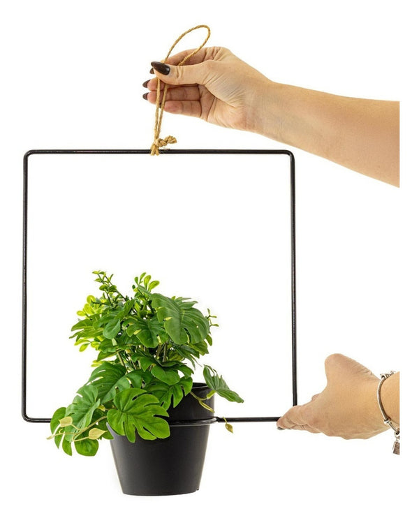 Cachepot de Cerâmica e Metal Quadrado TN0204 BTC ST2680