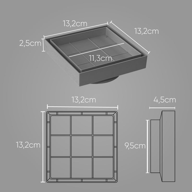 Ralo Oculto Invisivel Anti Inseto Piso Porcelanato Cinza Starlumen ST2781