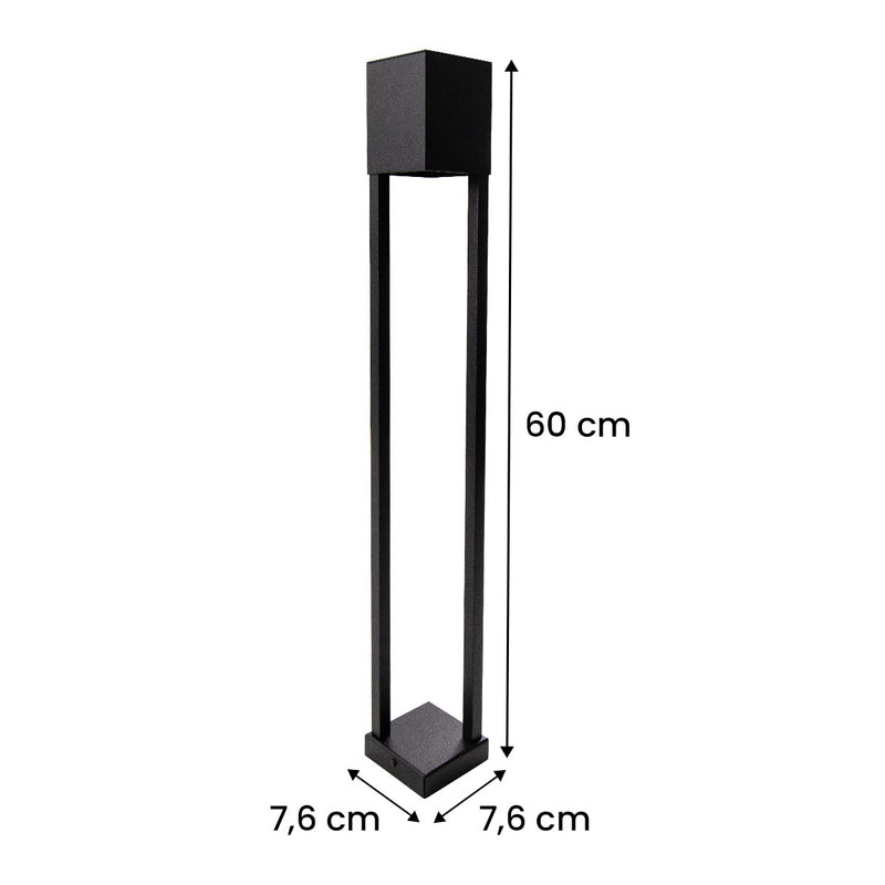 Poste Balizador de Jardim Flash Externo Preto Moderno 1xGU10 PA-406 ST3252