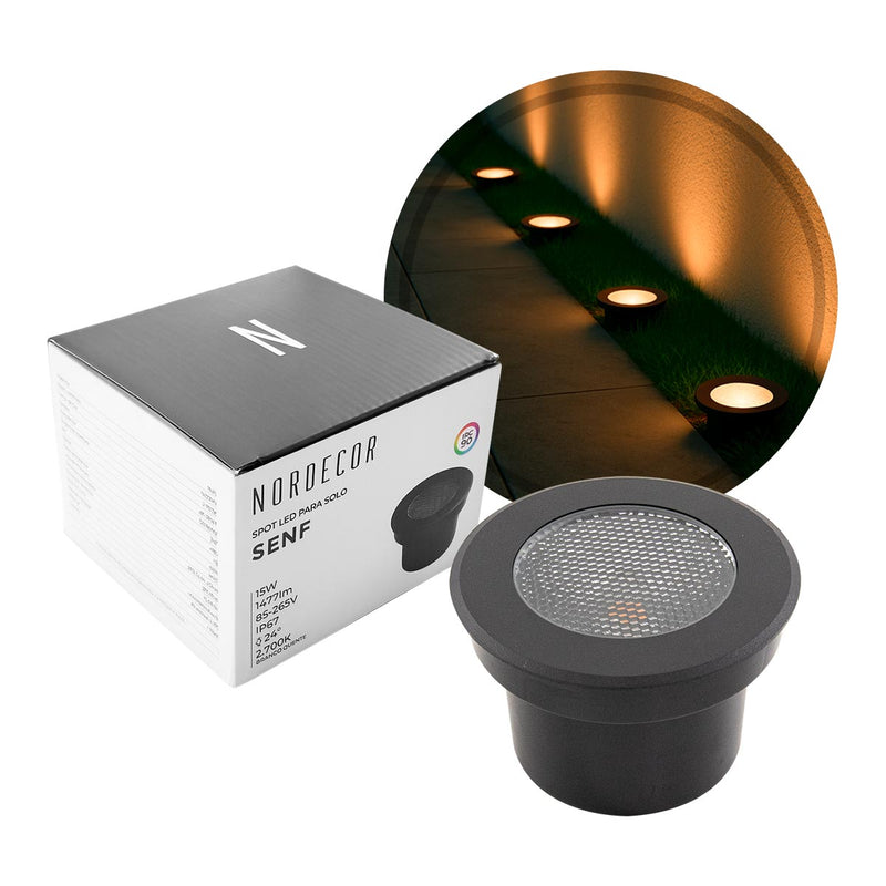 Balizador Spot Solo Led Nordecor Senf 15w Irc90 2700k Anti-Ofuscante ST3248