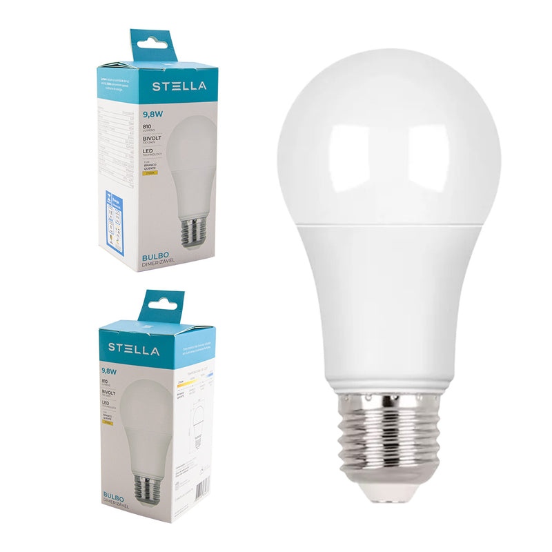 Lâmpada LED Bulbo A60 Dimerizável Stella 9,8W 2700K E27 Bivolt ST846
