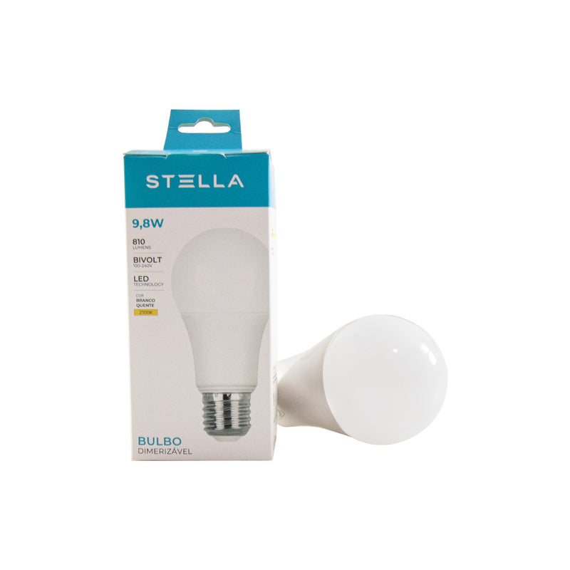 Lâmpada LED Bulbo A60 Dimerizável Stella 9,8W 2700K E27 Bivolt ST846